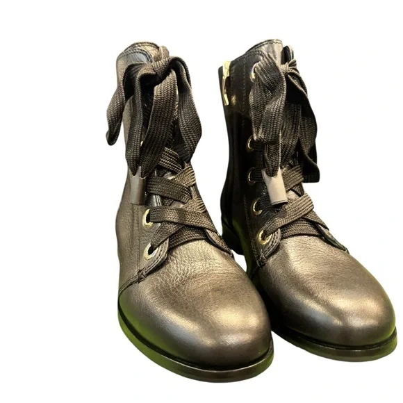 Kate Spade New York Black Leather Combat Boots Size 8.5 - Picture 4 of 10